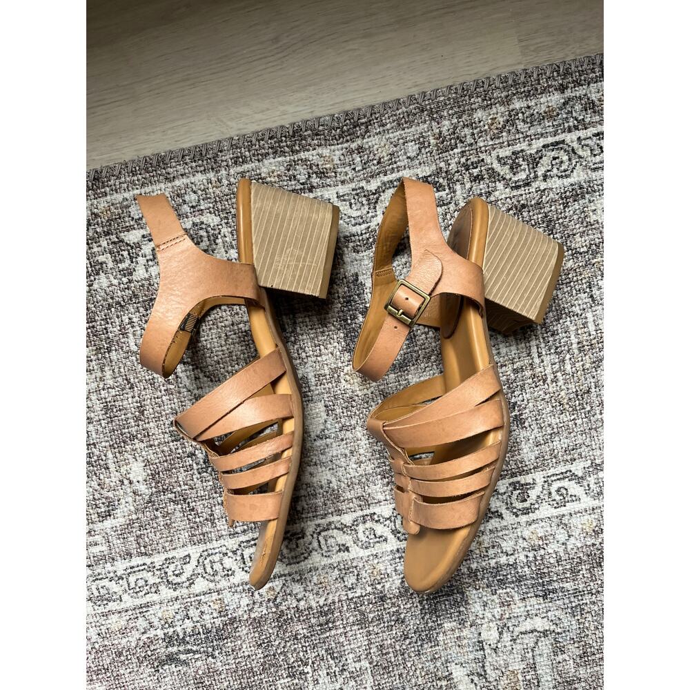 Korks by Korkease Cilla Tan Leather Strappy Sandals Heels 10 Boho Open Toe - Picture 9 of 15